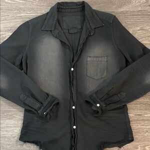 Frank & Eileen Black Casual Distressed Button Down Shirt